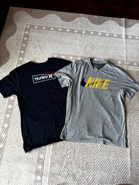 Nike Gray Short-Sleeve Tee with Yellow Logo and Black Swoosh